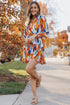 V Neck Long Sleeve Tie Waist Mini Dress